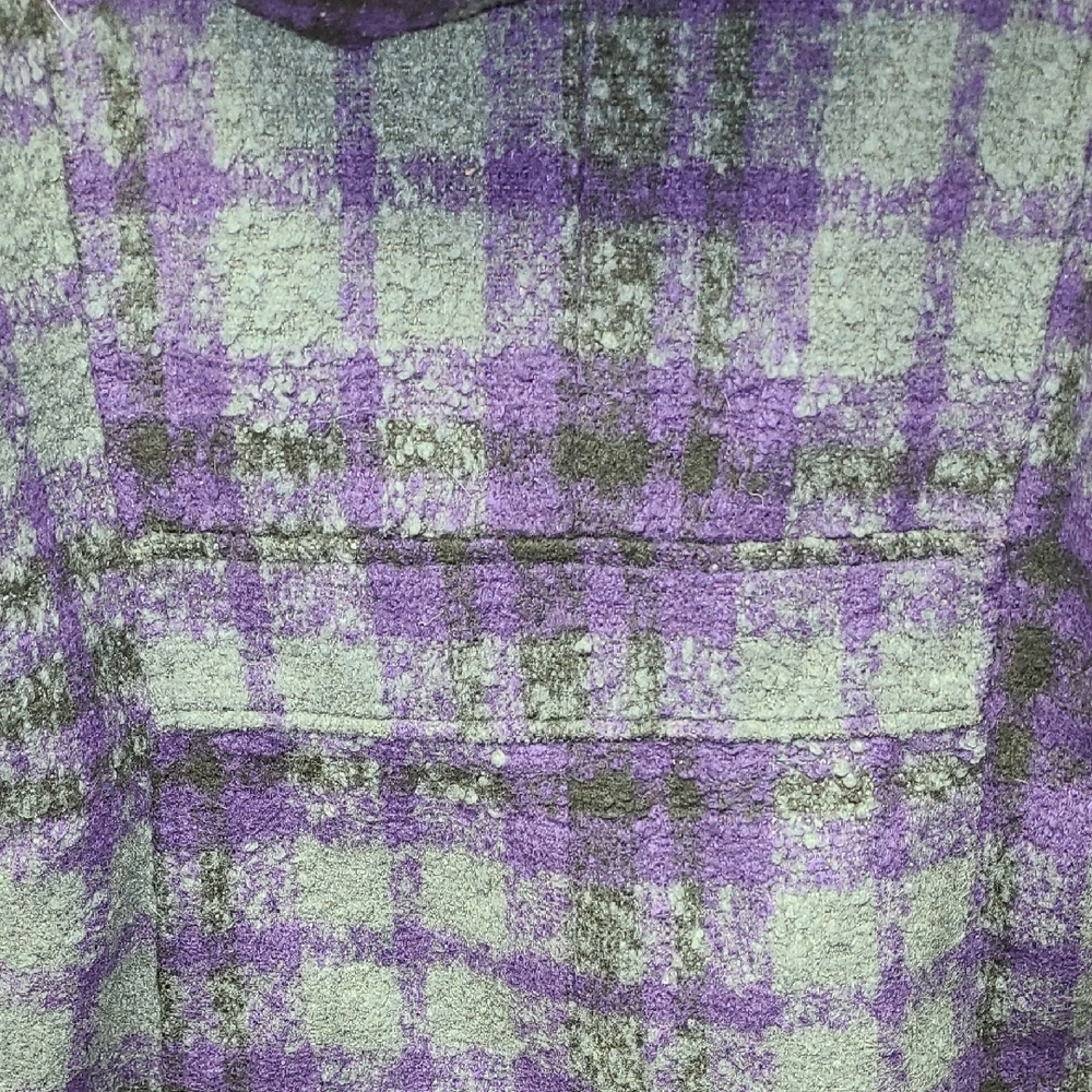 Madden Girl Purple and Gray Plaid Pea Coat With Hood. Features Slant Zipper M - Picture 5 of 10